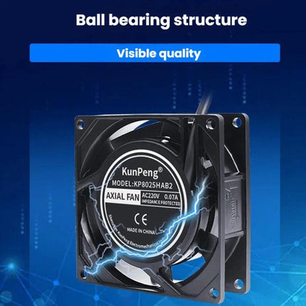 KunPeng 8cm 17W Cooling Fan Ball Bearing Axial AC Fan, 110V, 220V