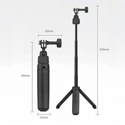 19-43cm Mini Handheld Selfie Stick Tripod with 360-degree Rotating Ball Head for for DJI, Insta360, GoPro and Other Action Cameras, 2-claw version