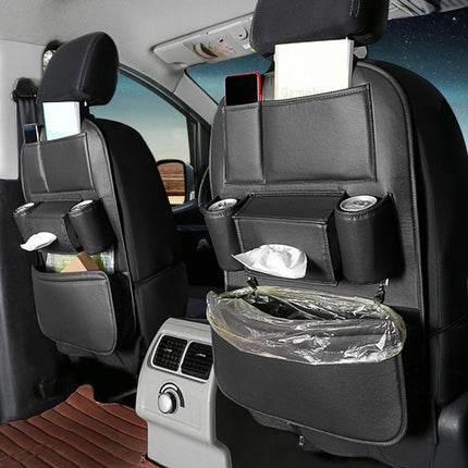 1109 Car Seat Back Leather Storage Organizer Vehicle-Mounted Hanging Trash Bag