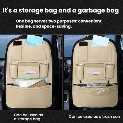 1109 Car Seat Back Leather Storage Organizer Vehicle-Mounted Hanging Trash Bag