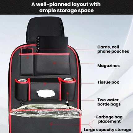 1109 Car Seat Back Leather Storage Organizer Vehicle-Mounted Hanging Trash Bag