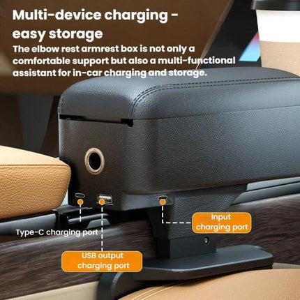 3092 Car Seat Armrest Cup Holder Multi-Functional Rear Seat Charging Storage Box