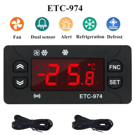 ETC-974 Embedded Digital Temperature Controller With Cooling, Defrost, And Fan Functions, ETC-974 220V, ETC-974 110V