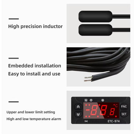 ETC-974 Embedded Digital Temperature Controller With Cooling, Defrost, And Fan Functions, ETC-974 220V, ETC-974 110V