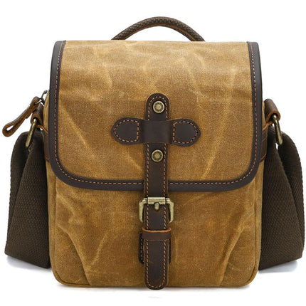 Waxed Canvas Camera Messenger Bag with Adjustable Dividers for DSLR Photography and Travel, L Dusty Yellow, L Army Green, L Deep Gray, S Army Green, S Dusty Yellow, S Deep Gray
