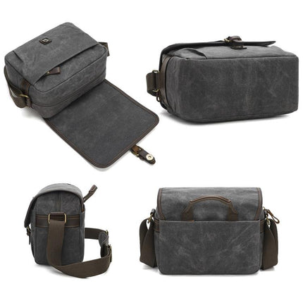 Waxed Canvas Camera Messenger Bag with Adjustable Dividers for DSLR Photography and Travel, L Dusty Yellow, L Army Green, S Army Green, S Dusty Yellow, S Deep Gray
