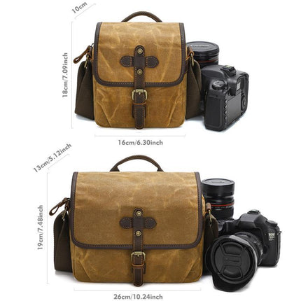 Waxed Canvas Camera Messenger Bag with Adjustable Dividers for DSLR Photography and Travel, L Dusty Yellow, L Army Green, S Army Green, S Dusty Yellow, S Deep Gray