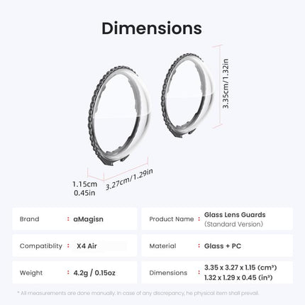 For Insta360 X4 Air AMagisn Standard Lens Guards Snap-On Protective Glass Lens Protector Replacement Accessory