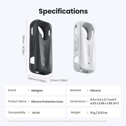 For Insta360 X4 Air Camera, aMagisn Silicone Case Black, aMagisn Silicone Case Gray, aMagisn Silicone Case & Lens Cap Black, aMagisn Silicone Case & Lens Cap Gray