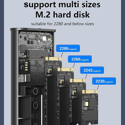 Blueendless M280U4C USB4 Portable Hard Drive Enclosure With Switch & Fan Solid-State M.2 NVMe Drive Enclosure External SSD Enclosure, M280U4C