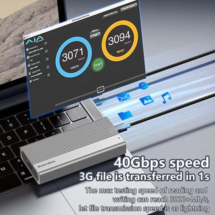 Blueendless M280U4C USB4 Portable Hard Drive Enclosure With Switch & Fan Solid-State M.2 NVMe Drive Enclosure External SSD Enclosure, M280U4C