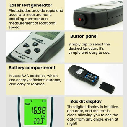 SMART SENSOR Fan Tire Rotation Speed Measurement Device, AS926