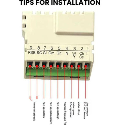 220V Digital Thermostat with Large LCD Display for FCU Air Conditioner, T6861H2WB, T6861H2WG