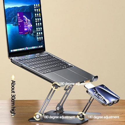 2-in-1 Foldable Laptop Tablet Stand Riser with Phone Holder, Fan Type Black, Fan Type Silver, Semiconductor Silver