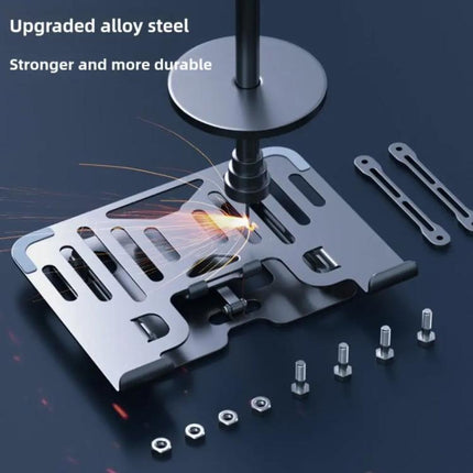 2-in-1 Foldable Laptop Tablet Stand Riser with Phone Holder, Fan Type Black, Fan Type Silver, Semiconductor Silver