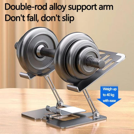 2-in-1 Foldable Laptop Tablet Stand Riser with Phone Holder, Fan Type Black, Fan Type Silver, Semiconductor Silver
