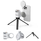 White Camera Grip+Tripod+Silver Fill Light