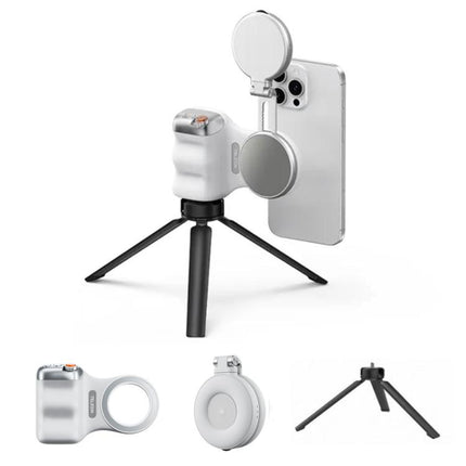 TELESIN Magnetic Phone Mounting Aid Photography Handle Remote Control Assistant, White Camera Grip+Silver Fill Light, White Camera Grip+Tripod+Silver Fill Light, White Camera Grip+White Fill Light, White Camera Grip+Tripod+White Fill Light             ...