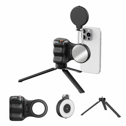 TELESIN Magnetic Phone Mounting Aid Photography Handle Remote Control Assistant, White Camera Grip+Silver Fill Light, White Camera Grip+Tripod+Silver Fill Light, White Camera Grip+White Fill Light, White Camera Grip+Tripod+White Fill Light             ...