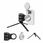 Black Camera Grip+Tripod+Silver Fill Light