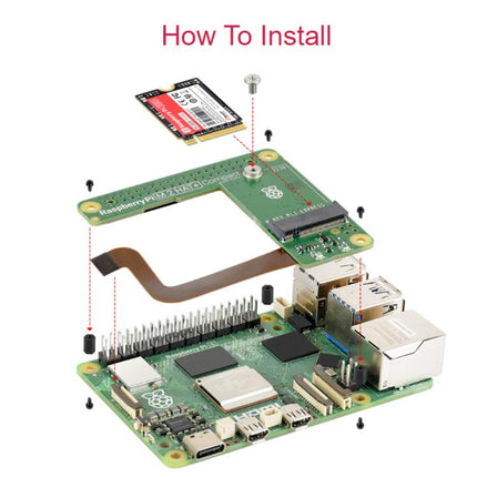 WAVESHARE Raspberry Pi Original Pi5 PCIe to M.2 Interface Expansion Board Compact Version