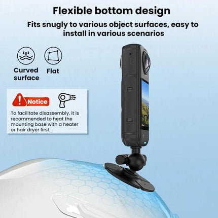 Flymile For DJI Osmo Pocket 3 / Insta360 X5 Ball Head Adhesive Base Mount, 1/4 inch Version, Two-prong Version