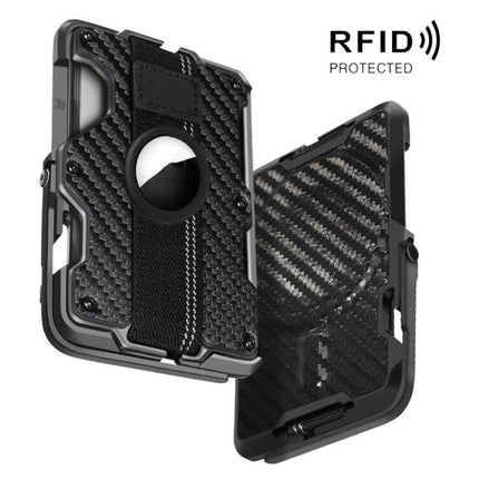 For AirTag 2nd Gen / AirTag 1st Gen Magnetic Metal Card Holder with Phone Stand, RFID Blocking, Elastic Wrist Strap