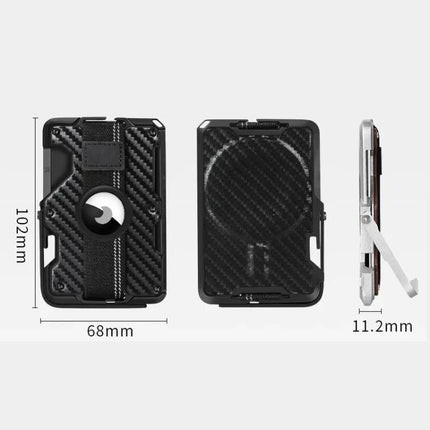 For AirTag 2nd Gen / AirTag 1st Gen Magnetic Metal Card Holder with Phone Stand, RFID Blocking, Elastic Wrist Strap