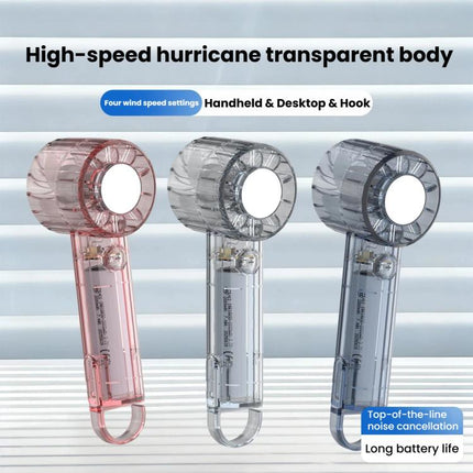 USB Charging Mirror Fan Outdoor Handheld Mini Fan With Carabiner Clip