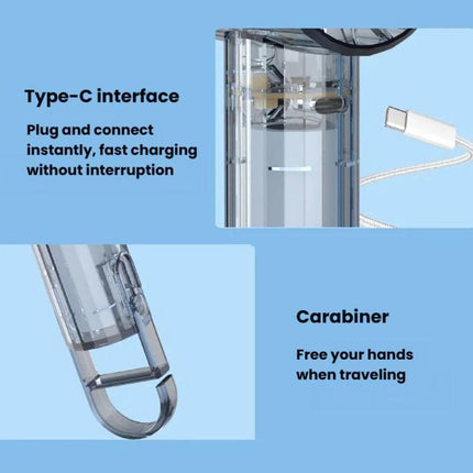 USB Charging Mirror Fan Outdoor Handheld Mini Fan With Carabiner Clip