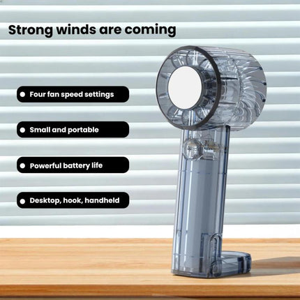 USB Charging Mirror Fan Outdoor Handheld Mini Fan With Carabiner Clip