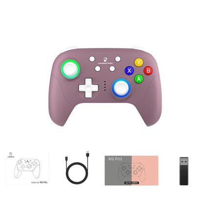 ANBERNIC RGP01 Multi-Platform Gaming Controller for PC/Switch/Steam With Hall Effect Joystick & Triggers, 3-Mode Connectivity, RGB, White, Black, Purple, With Receiver White, With Receiver Black, With Receiver Purple