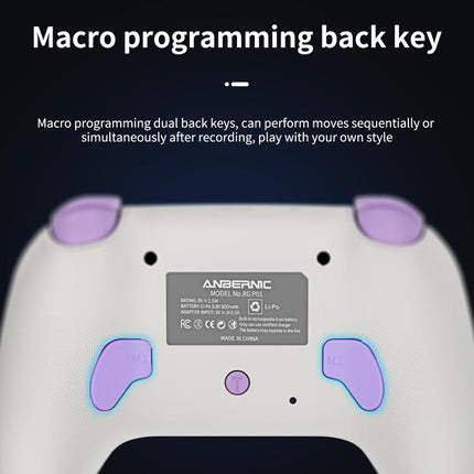 ANBERNIC RGP01 Multi-Platform Gaming Controller for PC/Switch/Steam With Hall Effect Joystick & Triggers, 3-Mode Connectivity, RGB, White, Black, Purple, With Receiver White, With Receiver Black, With Receiver Purple