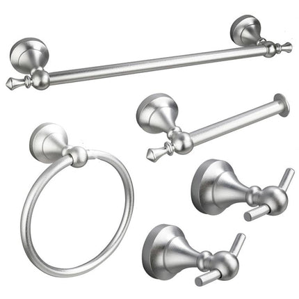 5-in-1 Bathroom Set Aluminum Towel Bar, Towel Ring, Toilet Paper Holder, Robe Hook, Modern Wall-Mounted Hardware Suite
