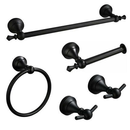 5-in-1 Bathroom Set Aluminum Towel Bar, Towel Ring, Toilet Paper Holder, Robe Hook, Modern Wall-Mounted Hardware Suite