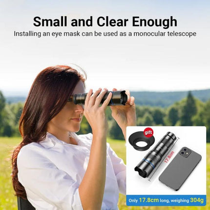 APEXEL Universal All-Metal 20-40x Telephoto Zoom Lens for Smartphones HD Phone Telescope for Moon & Concert Photography, APL-20-40X