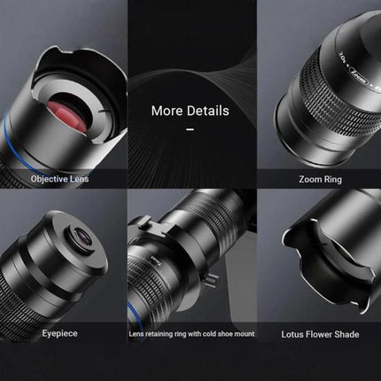 APEXEL Universal All-Metal 20-40x Telephoto Zoom Lens for Smartphones HD Phone Telescope for Moon & Concert Photography, APL-20-40X