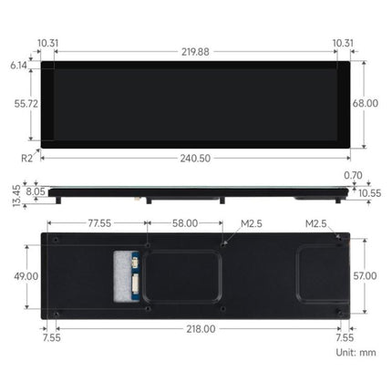8.8 Inch DSI Capacitive Touch Display, IPS Panel, 10-Point Touch, Supports Backlight Adjustment Via Software, Waveshare 33641
