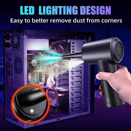 Cordless Turbo Fan Blower And Vacuum Cleaner With 5 Interchangeable Nozzles & LED Light, 3 Brushes, No Brush