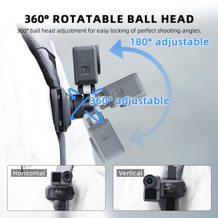 BRDRC Action Cameras Magnetic Quick-release Backpack Shoulder Strap Slip, For DJI Action 6 / Nano, For DJI Action 3 / 4 / 5Pro / Osmo 360, For Insta360 Ace Pro 1 / 2 / ACE / X5, For Gopro, 1/4 Interface