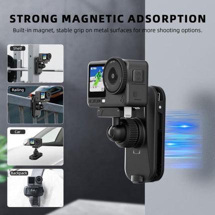 BRDRC Action Cameras Magnetic Quick-release Backpack Shoulder Strap Slip, For DJI Action 6 / Nano, For DJI Action 3 / 4 / 5Pro / Osmo 360, For Insta360 Ace Pro 1 / 2 / ACE / X5, For Gopro, 1/4 Interface