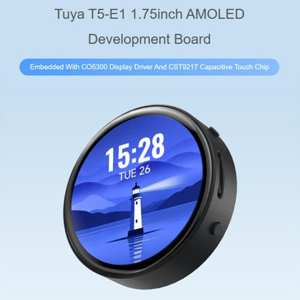 Waveshare Tuya T5-E1 1.75 Inch AMOLED Round Development Board QSPI Interface AI Large Models, Standard, GPS