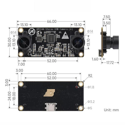 WAVESHARE AR0144 2MP Stereo USB Camera Module, 32695