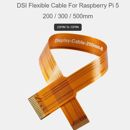 Waveshare For Raspberry Pi 5 DSI FPC Flexible Cable B 22PIN To 15PIN For DSI Displays, 200mm, 300mm, 500mm