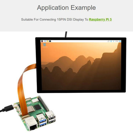 Waveshare For Raspberry Pi 5 DSI FPC Flexible Cable B 22PIN To 15PIN For DSI Displays, 200mm, 300mm, 500mm