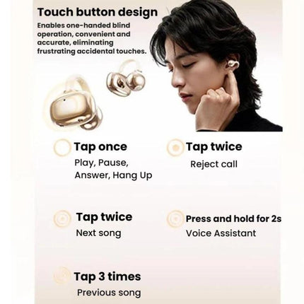 aigo CJ195 Bone Conduction Wireless Bluetooth Earphones Over-Ear Clip-On Sports Running Earphones