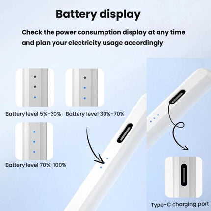For IPad 2018 Or Later Three-LED Power Indicator Anti-Misclick Tilt-Sensitive Pressure-Sensitive Active Capacitive Stylus