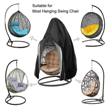 Outdoor Hanging Egg Chair Cover With Zipper 210D Oxford Fabric Dust Protection For Egg Swing, 115x190cm Black, 200x230cm Black, 115x190cm Green, 200x230cm Green