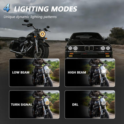5.75-Inch High-Power Motorcycle Starry Sky Flowing Aperture Cut-Line Headlight, R25