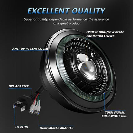 5.75-Inch High-Power Motorcycle Starry Sky Flowing Aperture Cut-Line Headlight, R25